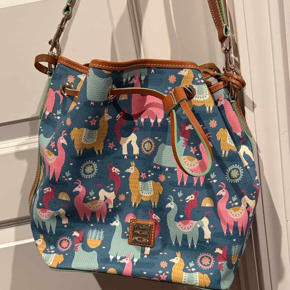 Disney Blue and Pink Llama Print Shoulder Bag NEW without tags.